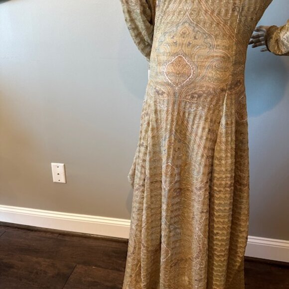NWT ABGIN SHEER FIT AND FLARE BROWN PAISLEY MAXI - SIZE M - Picture 8 of 8